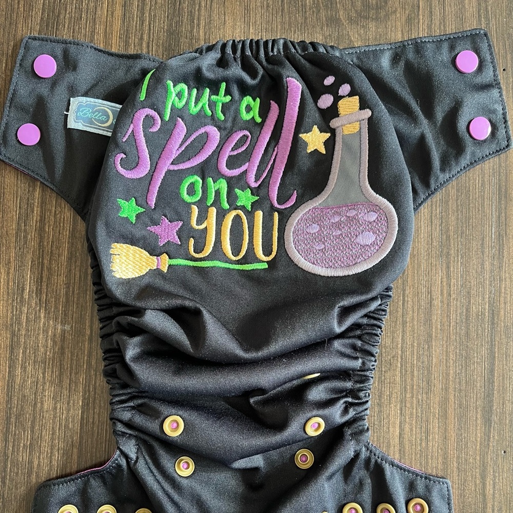 Bella Luna I put a spell on you embroidery pocket diaper